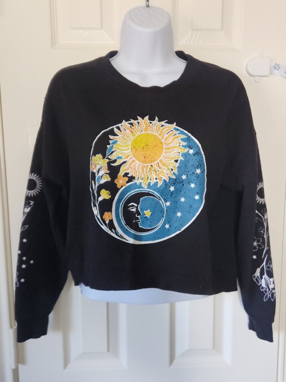 Rebellious One Cropped Sun and Moon Pull Over Shirt